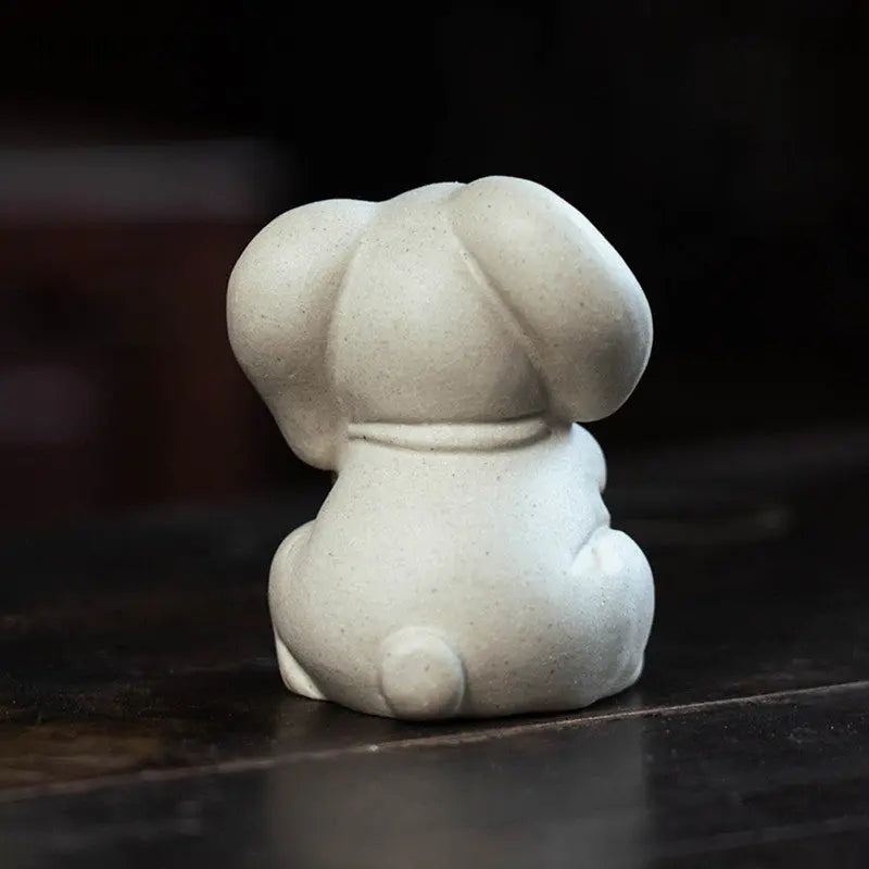 Yixing Handmade Sculpture Purple Clay Tea Pet Zodiac White Rabbit Statue Ornaments Tea Figurine Chinese Zisha Tea Set Decoration