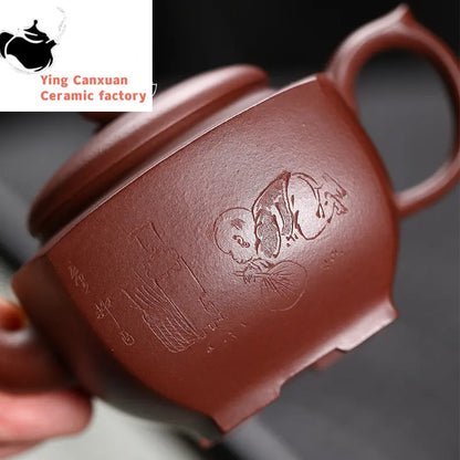 Yixing Handmade Teapot Purple Clay Pot Dragon Blood Sand Raw Ore Fine Material Small Square Ware Kung Fu Tea Set Chinese Teapot
