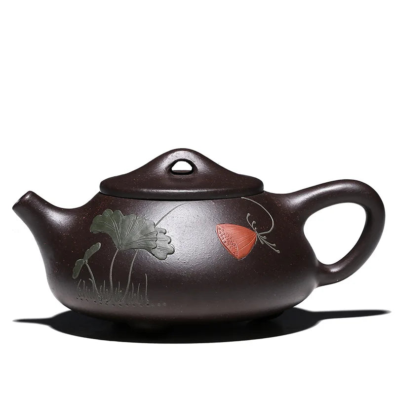 Yixing-Handmade Teapot with Ball Hole, Chinese Tea Drinkware, Black Gold, Steel Ore Purple Clay