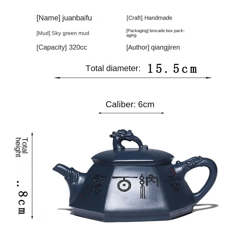 Yixing Handmade Yixing Clay Teapot Certificate Rotten Sky Green Mud Pot Natbaifuyi Wrapped Pulp Water Is Cool and Dripping