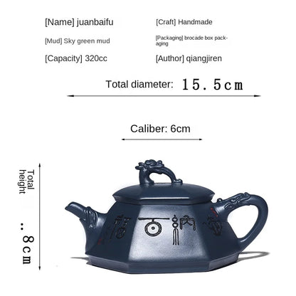 Yixing Handmade Yixing Clay Teapot Certificate Rotten Sky Green Mud Pot Natbaifuyi Wrapped Pulp Water Is Cool and Dripping