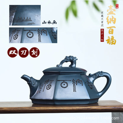 Yixing Handmade Yixing Clay Teapot Certificate Rotten Sky Green Mud Pot Natbaifuyi Wrapped Pulp Water Is Cool and Dripping