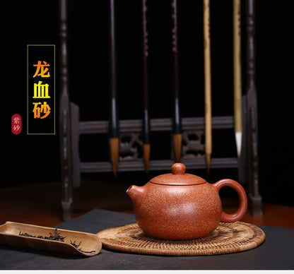 Yixing Handmade Yixing clay teapot Raw Mineral Mud Dragon Blood Sand Tea Pot Kung Fu Tea Set Chinese Tea Pot 225ml