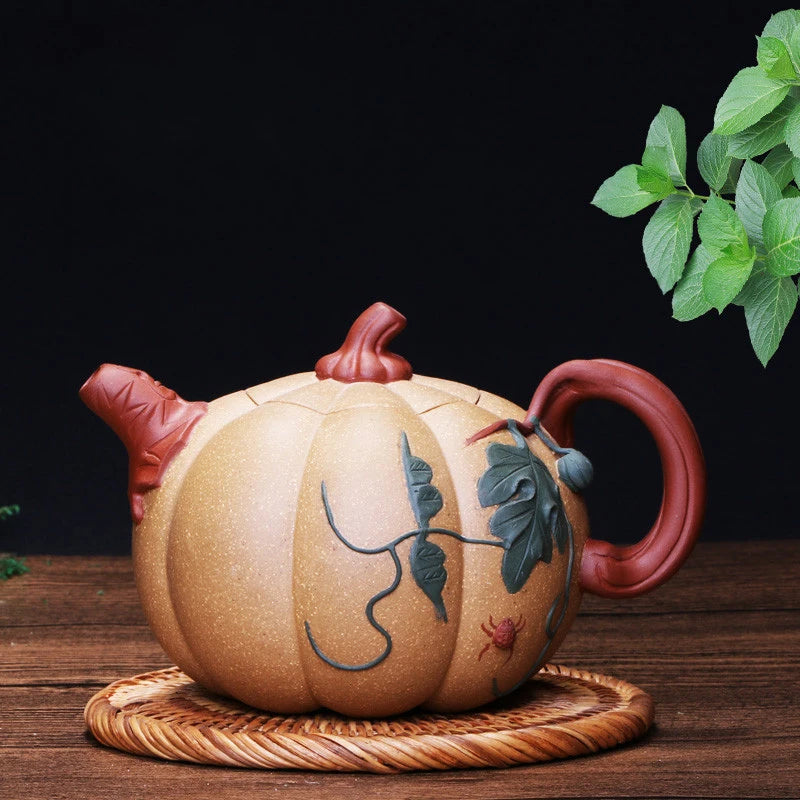 Yixing High Quality Purple Clay Teapot Creative Handmade Pumpkin Tea Kettle Filter Beauty Tea Pot Chinese Tea Set Supplies 330ml