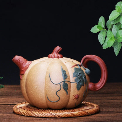 Yixing High Quality Purple Clay Teapot Creative Handmade Pumpkin Tea Kettle Filter Beauty Tea Pot Chinese Tea Set Supplies 330ml