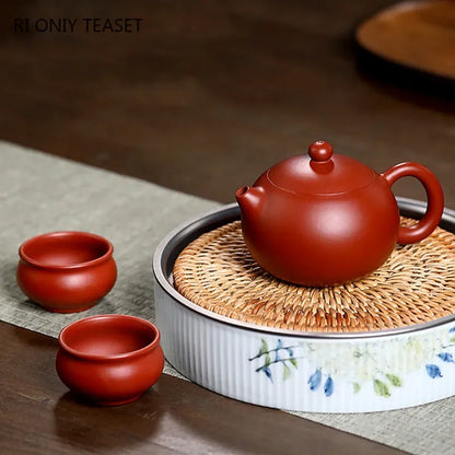 Yixing High-end Purple Clay Teapot Handmade Ball Hole Filter Xishi Tea Pot Raw Ore Dahongpao Kettle Chinese Zisha Tea Set