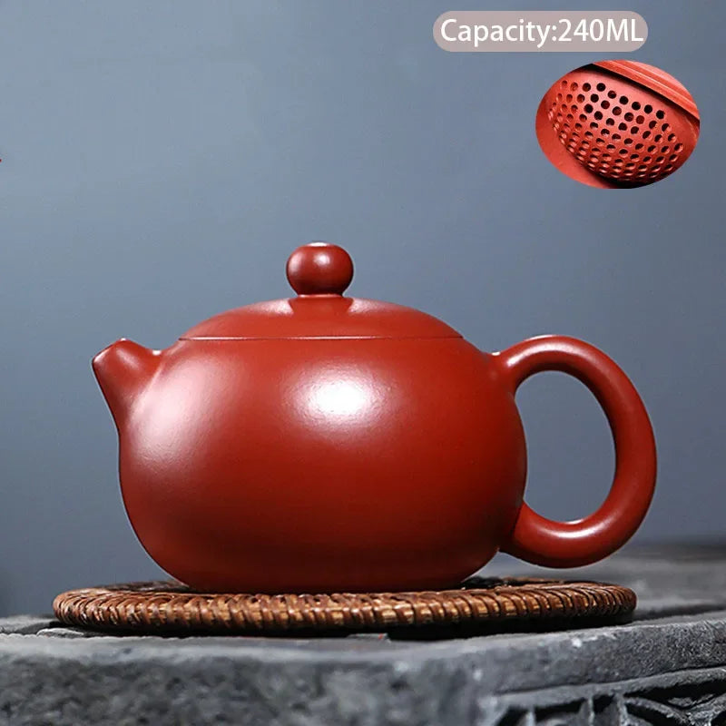 Yixing High-end Purple Clay Teapot Handmade Ball Hole Filter Xishi Tea Pot Raw Ore Dahongpao Kettle Chinese Zisha Tea Set