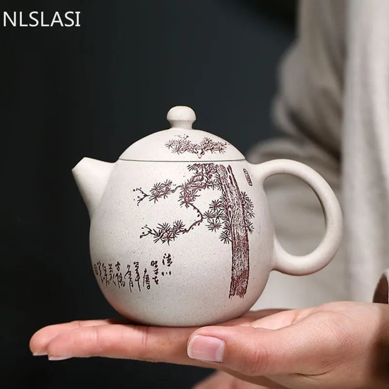 Yixing High-end Tea Pot Handmade Dragon Egg Shape Purple Clay Teapot Beauty Kettle Chinese Tea Ceremony Collection Gifts 220ml