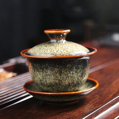Yixing Kiln change Ceramic Gaiwan Teacup Handmade Tea tureen Bowl Japanese luxury Retro Home Tea set Accessories Drinkware