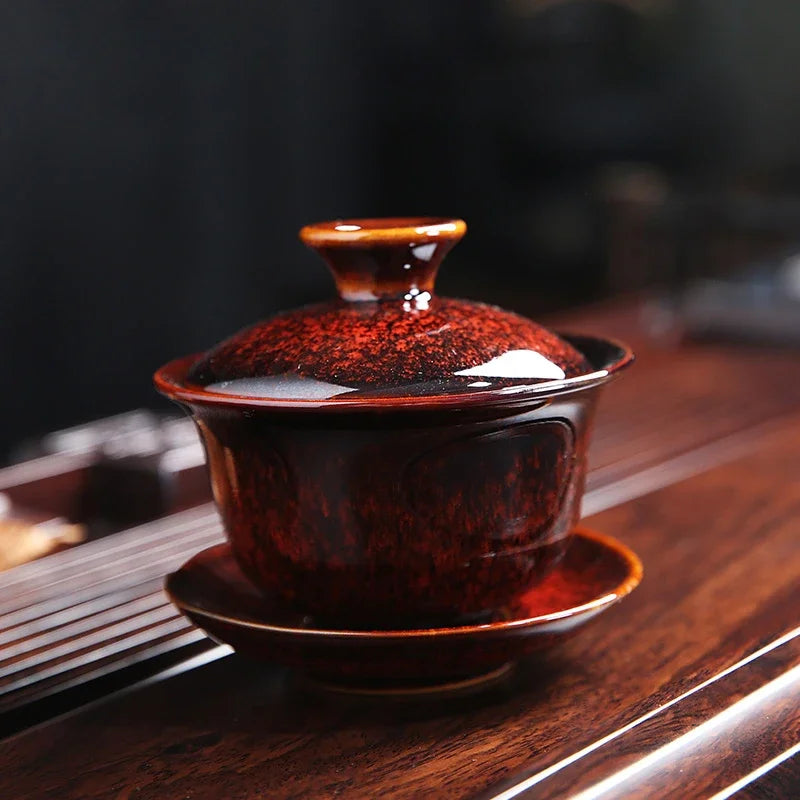 Yixing Kiln change Ceramic Gaiwan Teacup Handmade Tea tureen Bowl Japanese luxury Retro Home Tea set Accessories Drinkware