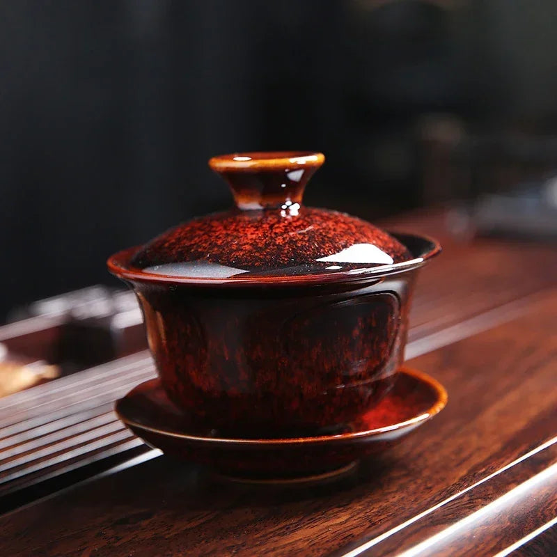 Yixing Kiln change Ceramic Gaiwan Teacup Handmade Tea tureen Bowl Japanese luxury Retro Home Tea set Accessories Drinkware