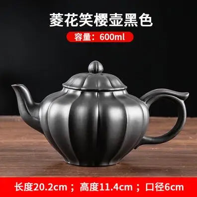 Yixing-Large Capacity Kungfu Tea Pot, Purple Clay Pot, Water Chestnut Laughing Cherry Pot, Handmade, Large Capacity Kettle