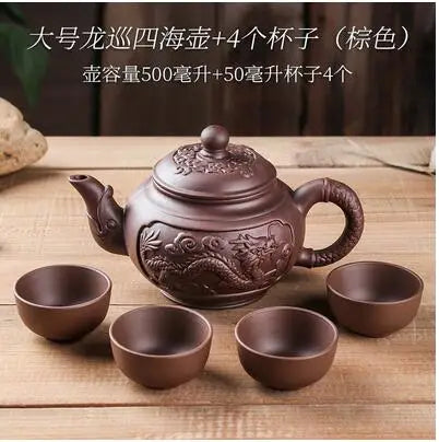 Yixing-Large Purple Clay Pot, Kungfu Teapot, Household Handmade Filter, Red Clay Pot, Tea Set