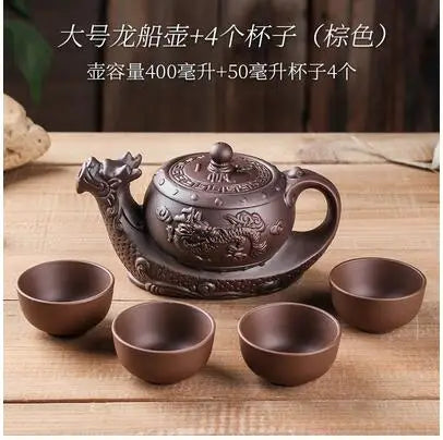 Yixing-Large Purple Clay Pot, Kungfu Teapot, Household Handmade Filter, Red Clay Pot, Tea Set