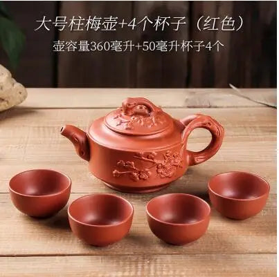Yixing-Large Purple Clay Pot, Kungfu Teapot, Household Handmade Filter, Red Clay Pot, Tea Set