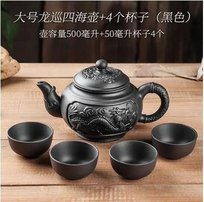 Yixing-Large Purple Clay Pot, Kungfu Teapot, Household Handmade Filter, Red Clay Pot, Tea Set