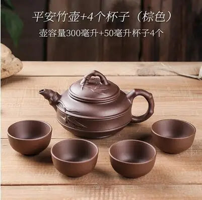 Yixing-Large Purple Clay Pot, Kungfu Teapot, Household Handmade Filter, Red Clay Pot, Tea Set