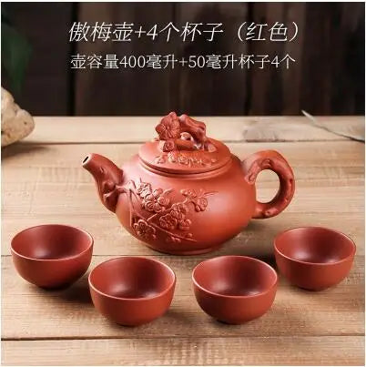 Yixing-Large Purple Clay Pot, Kungfu Teapot, Household Handmade Filter, Red Clay Pot, Tea Set