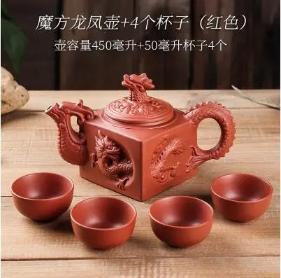 Yixing-Large Purple Clay Pot, Kungfu Teapot, Household Handmade Filter, Red Clay Pot, Tea Set