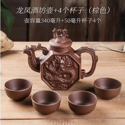 Yixing-Large Purple Clay Pot, Kungfu Teapot, Household Handmade Filter, Red Clay Pot, Tea Set