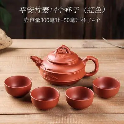 Yixing-Large Purple Clay Pot, Kungfu Teapot, Household Handmade Filter, Red Clay Pot, Tea Set