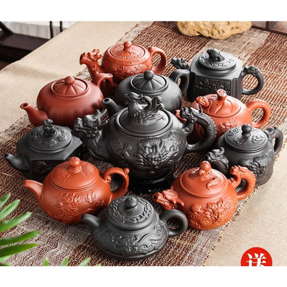 Yixing Large Purple Clay Pot Large Capacity Kungfu Teapot Household Handmade Filter Red Clay Pot Teacup Tea Set 400ML