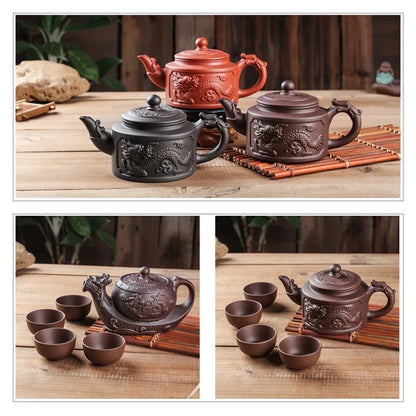 Yixing Large Purple Clay Pot Large Capacity Kungfu Teapot Household Handmade Filter Red Clay Pot Teacup Tea Set Teapots Samovar