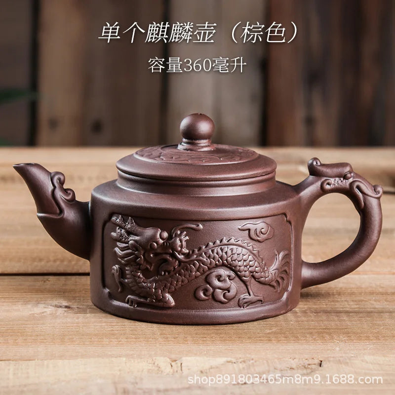 Yixing Large Purple Clay Pot Large Capacity Kungfu Teapot Household Handmade Filter Red Clay Pot Teacup Tea Set Teapots Samovar