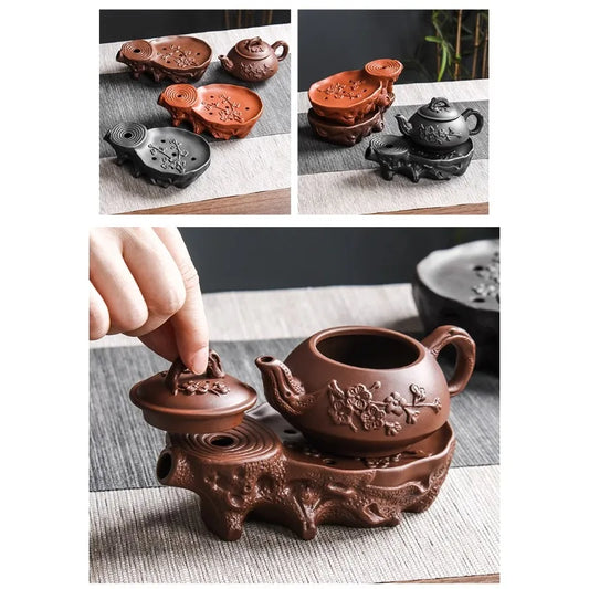 Yixing Large Purple Clay Pot Large Capacity Kungfu Teapot Household Handmade Filter Red Clay Pot Teacup Tea Set Teapots Samovar
