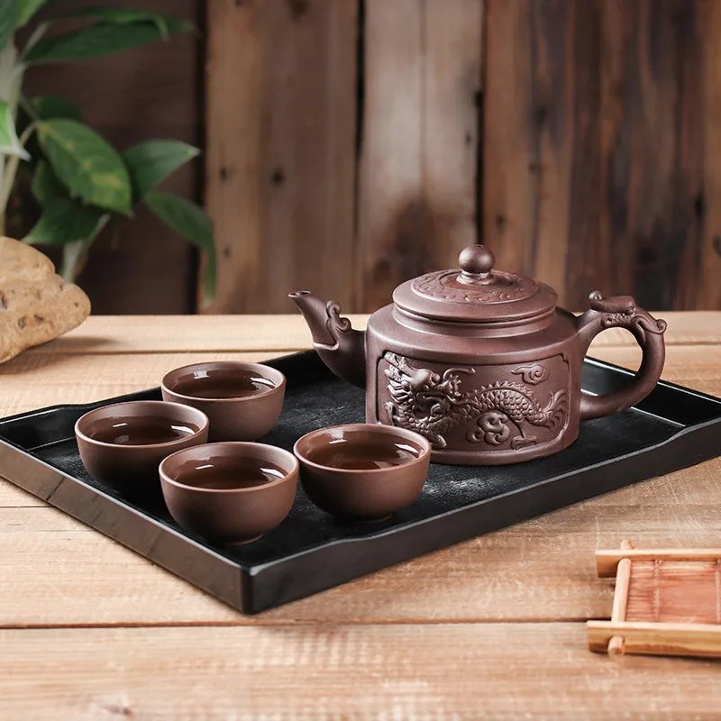 Yixing Large Purple Clay Pot Large Capacity Kungfu Teapot Household Handmade Filter Red Clay Pot Teacup Tea Set Teapots Samovar