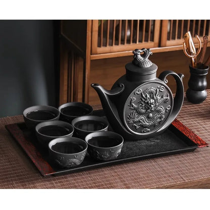 Yixing Large Purple Clay Pot Large Capacity Kungfu Teapot Household Handmade Filter Red Clay Pot Teacup Tea Set Teapots Samovar