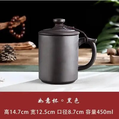 Yixing-Men's Large Capacity Purple Sand Tea Cup with Cover, Tea Set, Office, Ceramic, Household, Personal Water Cup, Handmade