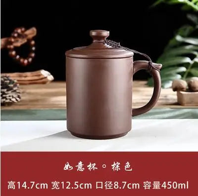 Yixing-Men's Large Capacity Purple Sand Tea Cup with Cover, Tea Set, Office, Ceramic, Household, Personal Water Cup, Handmade