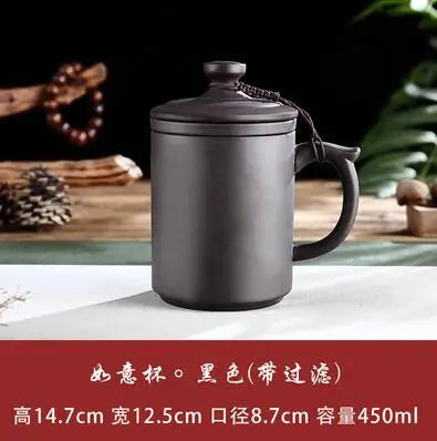 Yixing-Men's Large Capacity Purple Sand Tea Cup with Cover, Tea Set, Office, Ceramic, Household, Personal Water Cup, Handmade