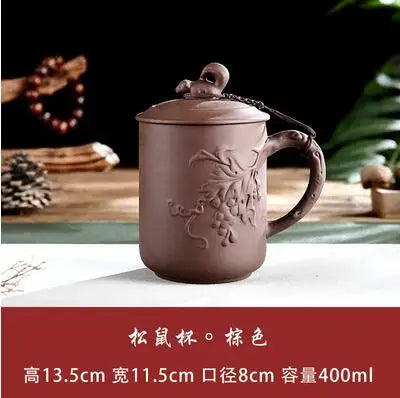 Yixing-Men's Large Capacity Purple Sand Tea Cup with Cover, Tea Set, Office, Ceramic, Household, Personal Water Cup, Handmade