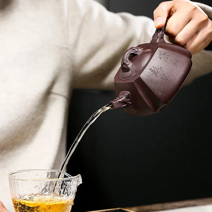 Yixing-Old Purple Mud Clay Pot, Famous Handmade Longquan Square, Concerted Angle, Stone Ladle Teapot, Yixing Original Mine