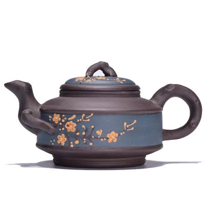 Yixing Original Mine Authentic Purple Sand Teapot Famous Painted Applique Black Mud Plum Purple Pot Kung Fu Black Tea Teaware