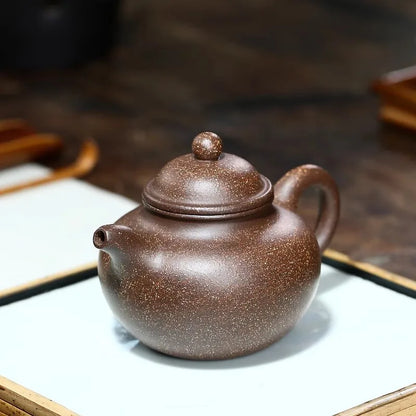 Yixing Original Mine Black Pearl Mud Teapot Pure Handmade Home Ball Hole Bao Zun Zisha Pot Kung Fu Black Tea Jin Jun Mei Teaware