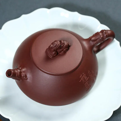 Yixing Original Mine Purple Clay Teapot Longxi Stone Scoop Pot, Famous Pure Hand-made Drinkware