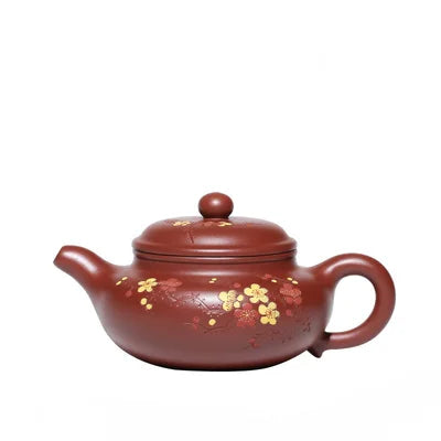 Yixing Original Mine Purple Painted Plum Blossom Teapot Full Handmade Antique Household Kung Fu Black Tea Teapot Teaware