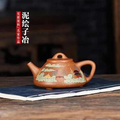 Yixing Original Ore Purple Sand Teapot, Handmade Clay Pot, Stone Scoop Pots, Chinese Drinkware, Teaware Kettle, Teapots