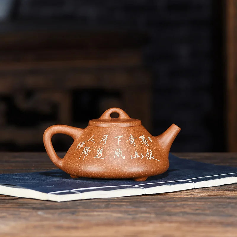 Yixing Original Ore Purple Sand Teapot, Handmade Clay Pot, Stone Scoop Pots, Chinese Drinkware, Teaware Kettle, Teapots