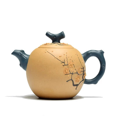 Yixing Original Purple Sand Teapot  Full Manual Section Mud Painted Decals Plum Purple Pot Kung Fu Black Tea Dahongpao Teaware