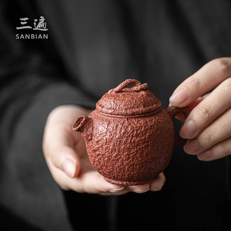 Yixing Original Yixing Clay Teapot Pure Handmade Teapot Pear Skin Cinnabar Sand Little Xi Shi110cc