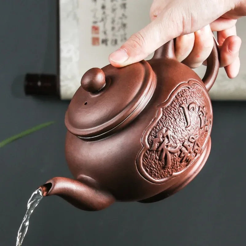Yixing Purple Clay Ceramic Teapot Large Capacity Pure Manual Dragon Phoenix Teapot Single Pot Household Kungfu Tea Set