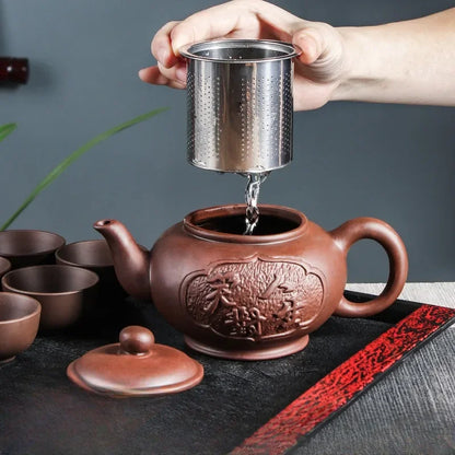 Yixing Purple Clay Ceramic Teapot Large Capacity Pure Manual Dragon Phoenix Teapot Single Pot Household Kungfu Tea Set