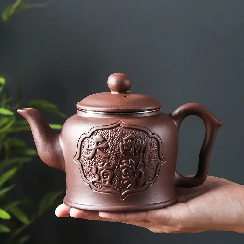 Yixing Purple Clay Ceramic Teapot Large Capacity Pure Manual Dragon Phoenix Teapot Single Pot Household Kungfu Tea Set