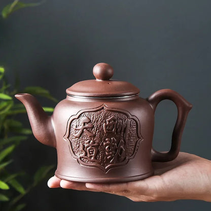 Yixing Purple Clay Ceramic Teapot Large Capacity Pure Manual Dragon Phoenix Teapot Single Pot Household Kungfu Tea Set