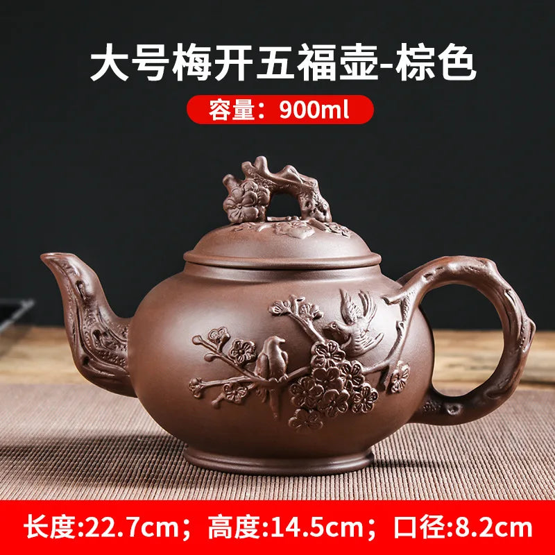 Yixing Purple Clay Ceramic Teapot Large Capacity Pure Manual Dragon Phoenix Teapot Single Pot Household Kungfu Tea Set