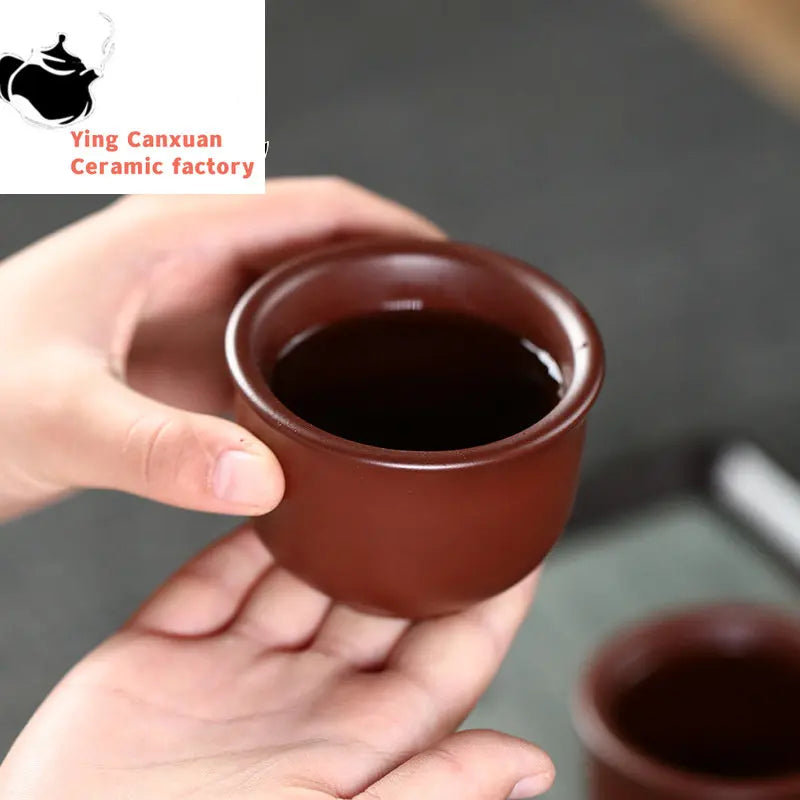 Yixing Purple Clay Cup Personal Cup Raw Ore Purple Vermicelli Clay Chicken Blood Red Single Cup Tea Ceremony Host Cup Bamboo Cup